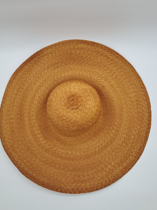XXL Bortenstroh-Capeline – Eleganter Riesenstrohhut in Honiggelb (Kopfweite 58 cm)