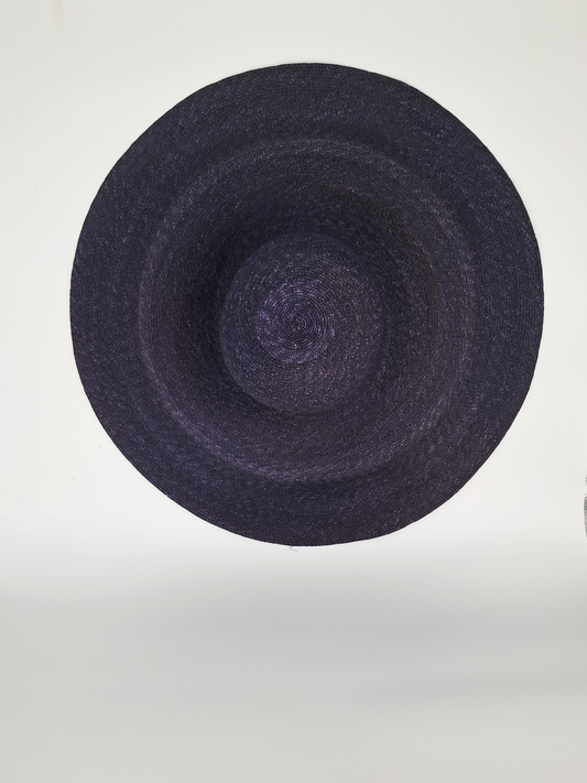 XXL Bortenstroh-Capeline in Marineblau – Eleganter Riesenstrohhut (Gr. 58/59)